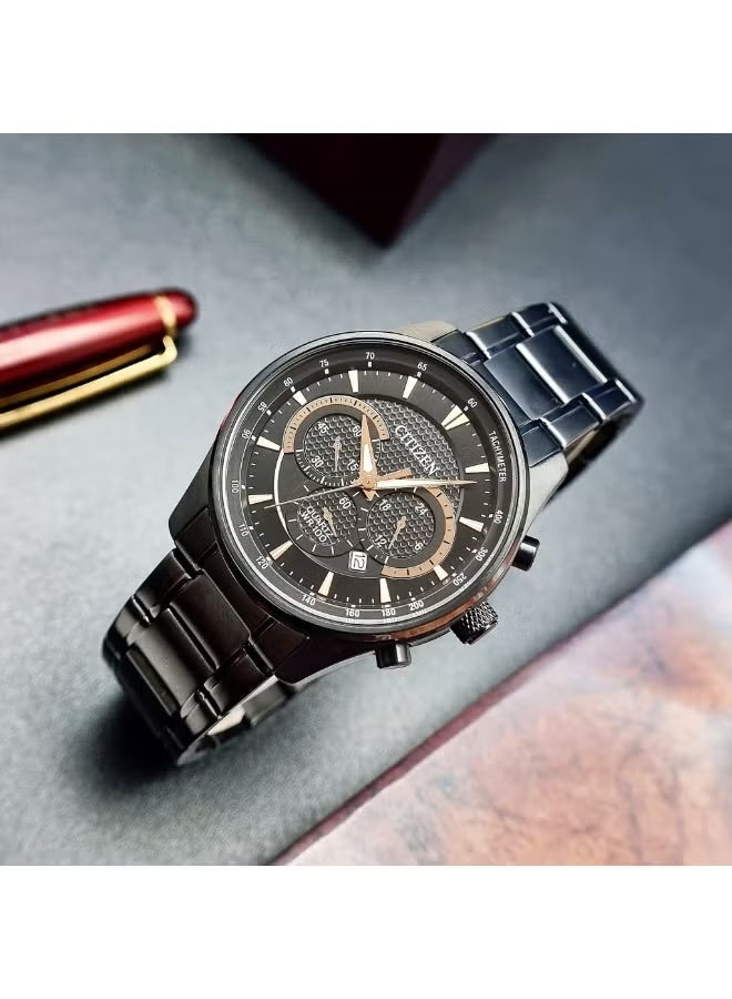 CITIZEN Chronograph Men's Watch AN8195‑58E, 42 mm Black Dial, Black Ion‑Plated Stainless Steel - Image 2