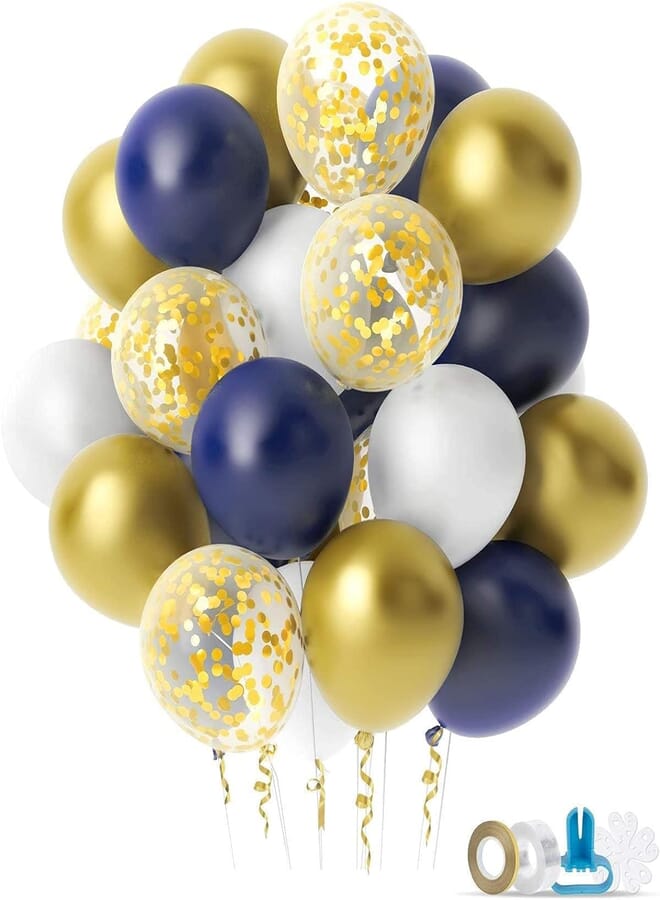 Secret Navy Blue Balloons, 68PCS Balloons Arch Kit, Ballon Garland Strip, Tie Tools, Gold Ribbons