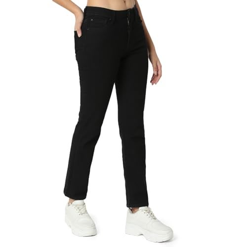 Spykar Women Black Slim Straight Fit Mid Rise Casual Jeans (Size: 26)-WDEMM2BD234-Jet Black - Image 3