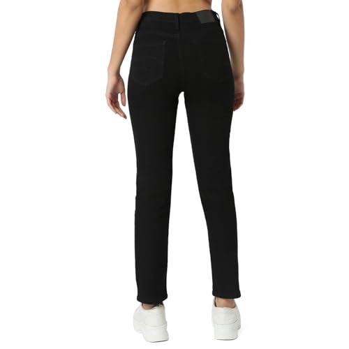 Spykar Women Black Slim Straight Fit Mid Rise Casual Jeans (Size: 26)-WDEMM2BD234-Jet Black - Image 4