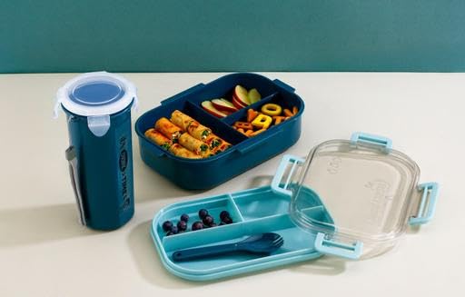 Puno Carryfresh Lunch Box Combo with Spoon & Fork | Compact Lunch Container with Bottle for Office, School & Travel (Pack of 1) - Image 1