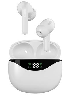 New TWS Waterproof Sports In-Ear Wireless Earbuds, Bluetooth Earphones with LED Digital Display for iPhone IOS Android Windows White