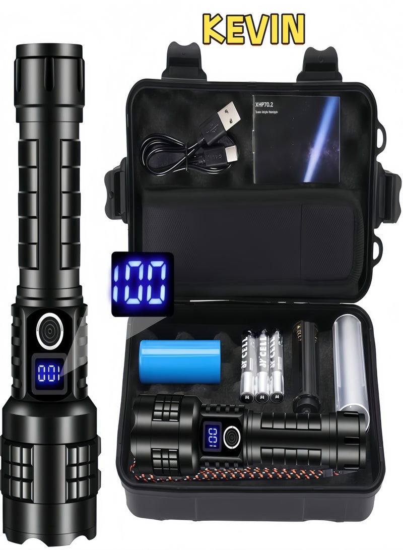 كيفن مصباح يدوي للتخييم | 9 أوضاع لومن عالية لمصباح الشعلة المقاوم للماء والصدمات | 1500 متر زوومابلي 30 واط LED ملحقات التخييم | بطارية قابلة للشحن بقدرة 5000 مللي أمبير في الساعة للاستخدام لمدة تصل إلى 10 ساعات | قاعدة مغناطيسية مع ضوء جانبي COB لحالات الاستخدام المتعددة - Image 1