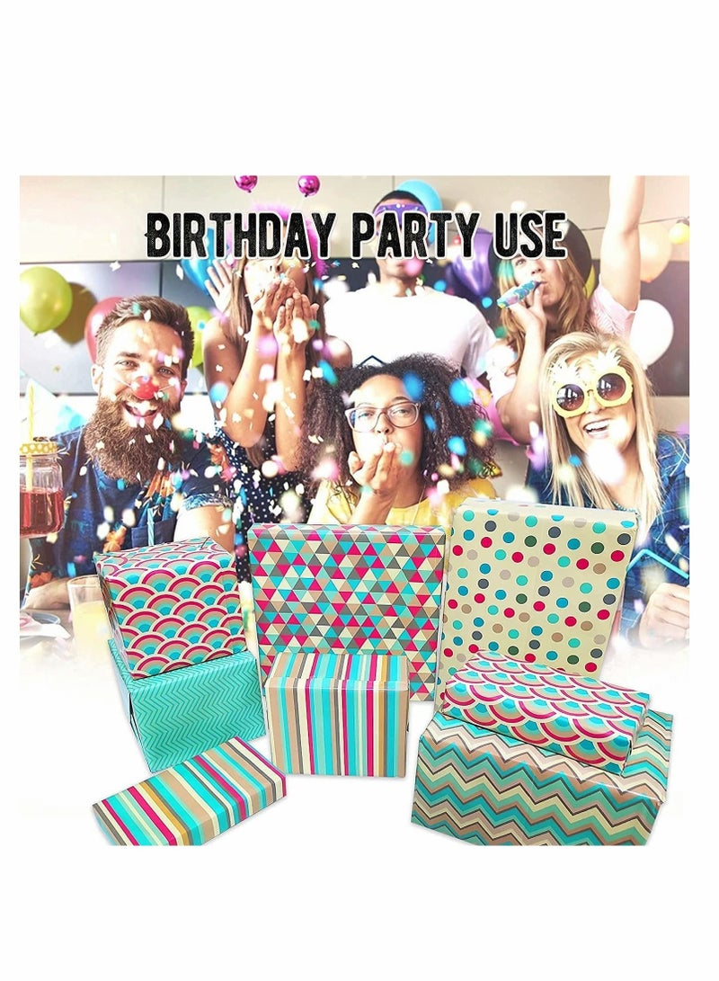 KASTWAVE Birthday Wrapping Paper, Happy Birthday Wrapping Paper Recycled Gift Wrapping Paper, Gift Wrap Set for Birthday, Bridal Baby Shower, Weddings, Graduations, Women, Men, Boy, Girl, All Occasion - Image 4