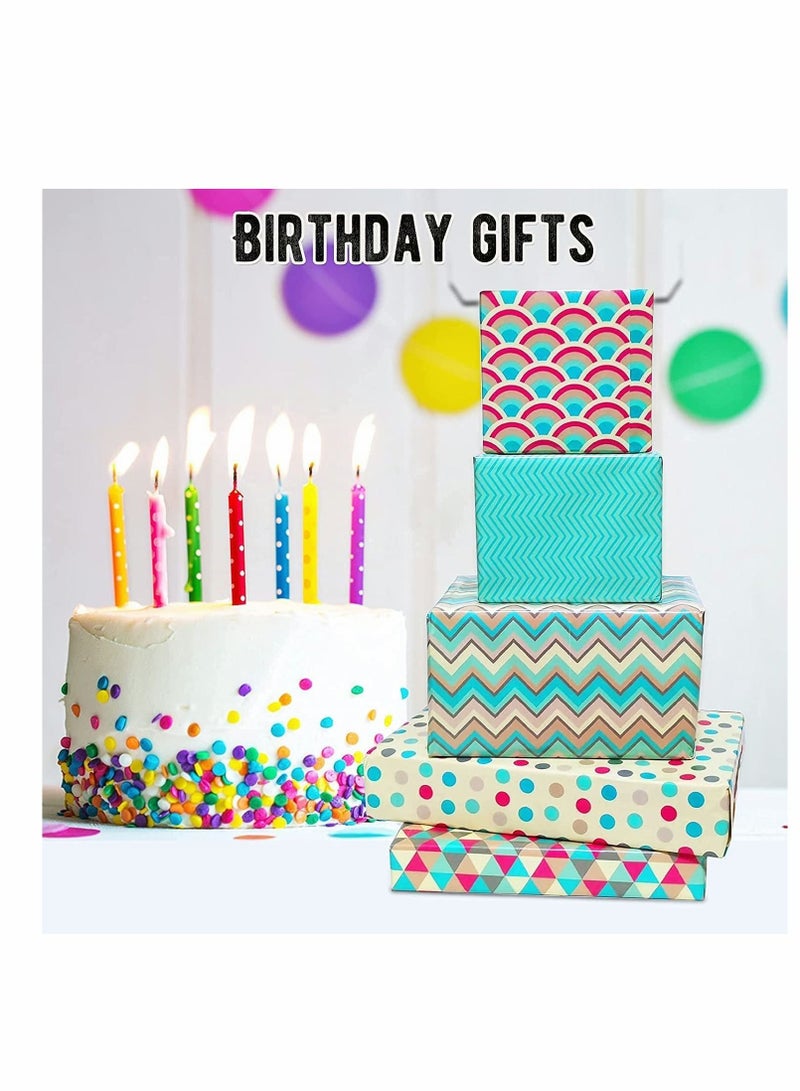 KASTWAVE Birthday Wrapping Paper, Happy Birthday Wrapping Paper Recycled Gift Wrapping Paper, Gift Wrap Set for Birthday, Bridal Baby Shower, Weddings, Graduations, Women, Men, Boy, Girl, All Occasion - Image 2