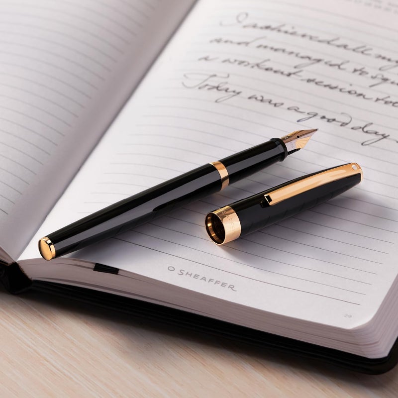 SHEAFFER Pen Sheaffer Sagaris E9471 Glossy Black With Gold Tone Trims Medium Fp - Image 2