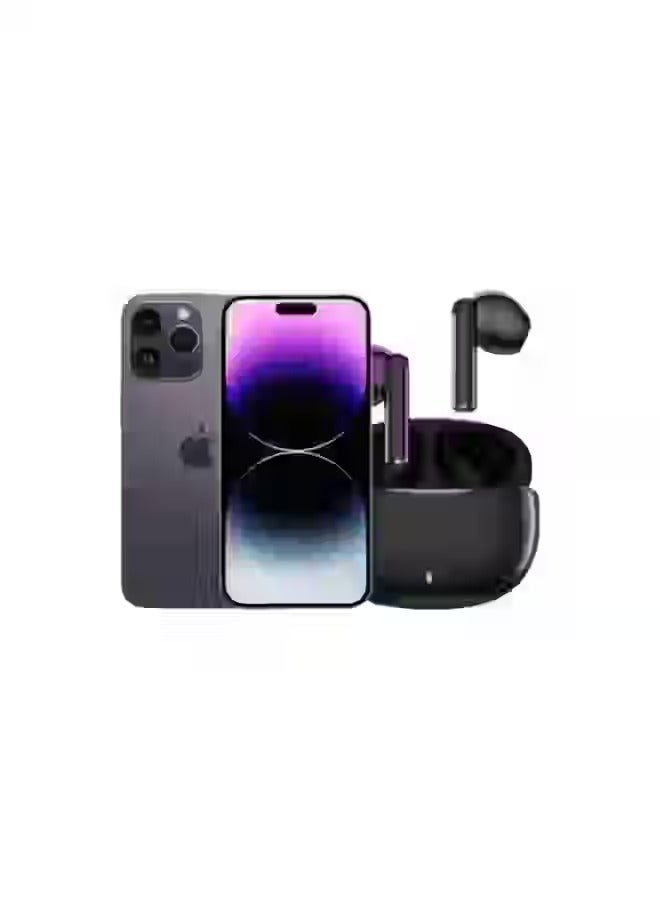 Renewed - iPhone 14 Pro Max 128GB Deep Purple 5G With Facetime - International Version & Renewed - E310 True Wireless Stereo Earbuds, Bluetooth 5.3, 13mm Drivers, AI Call Noise Reduction, 20 Hours Playtime, USB-C Charging, Lightweight - Black , with 1-Year Replacement Warranty Bundle