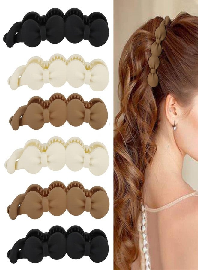 VORSET Pack of 4 Multicolour Matte Bow Banana Hair Claw Clips for Women & Girls | Strong Grip Korean Style Banana Clips | Non-Slip Bow Hair Accessories for Daily Use, Office, College & Party Hairstyles | Gift For Women and Girls - Image 1