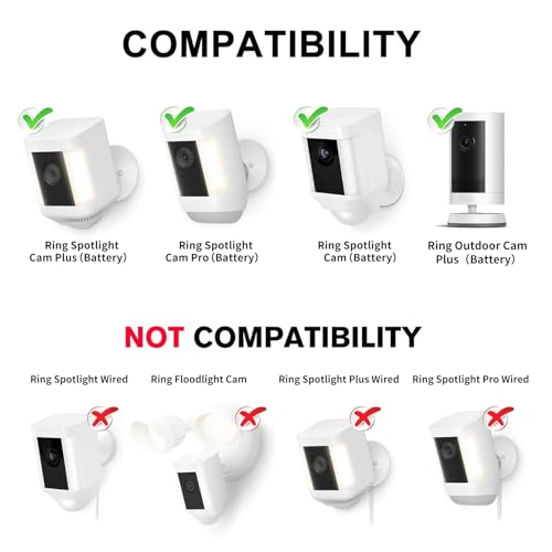 ALERTCAM 2Pack Security Wall Mount for Ring Spotlight Cam Battery and Ring Spotlight Cam PlusPro Battery 360 Adjustable IndoorOutdoor Mounting Bracket for Your Surveillance Camera System White - Image 3