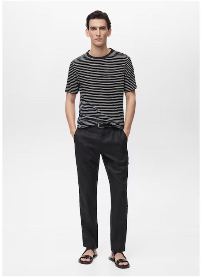 Mango Man - Casual Slim Fit Linen Pants - Image 1