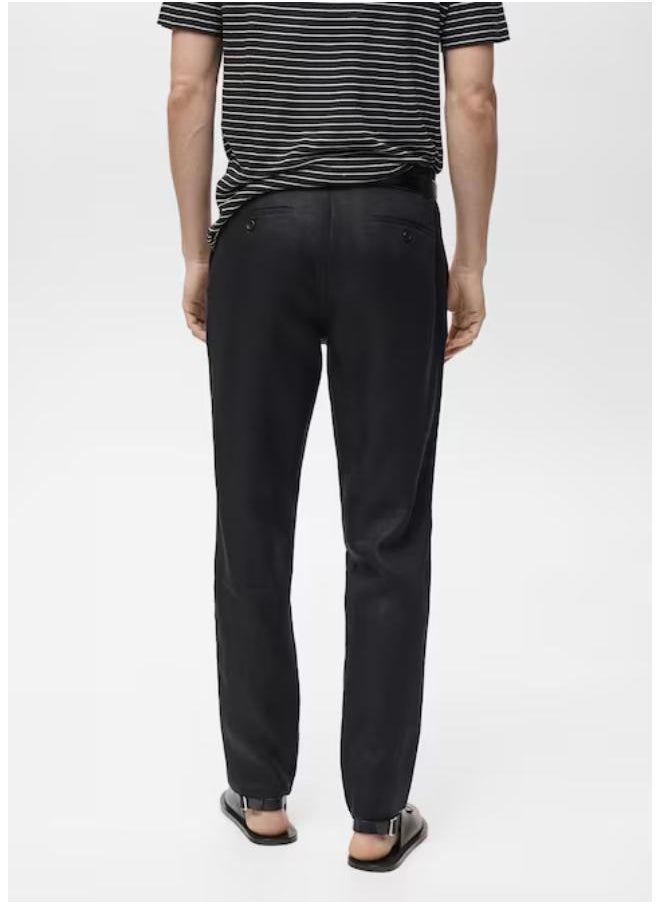 Mango Man - Casual Slim Fit Linen Pants - Image 1
