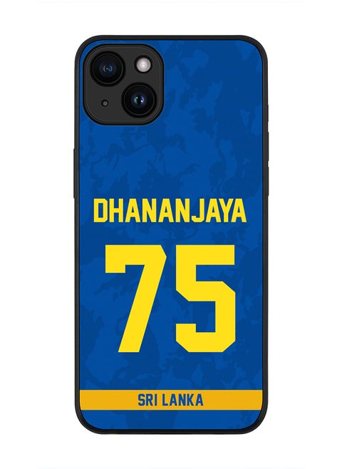 Cover for iPhone 15 Case , Rugged Black Slim fit Soft Flexible Thin Protective Phone Cases - Player Name - Dhananjaya de Silva, Jersey Number- 75