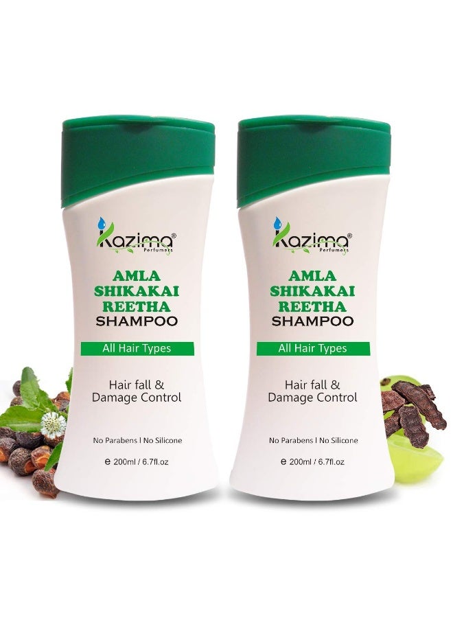 KAZIMA Amla Shikakai Reetha Shampoo With Milk Protein, Multivitamins, 200 ml (Pack of 2) - Image 2