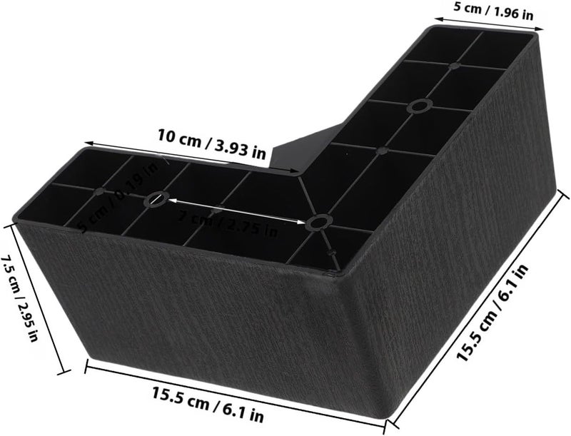 4pcs L-Shaped Plastic Sofa Legs Furniture Supports 7.5cm Black Bed Risers Moisture Resistant Heavy Duty Couch Feet for Living Room - Image 2