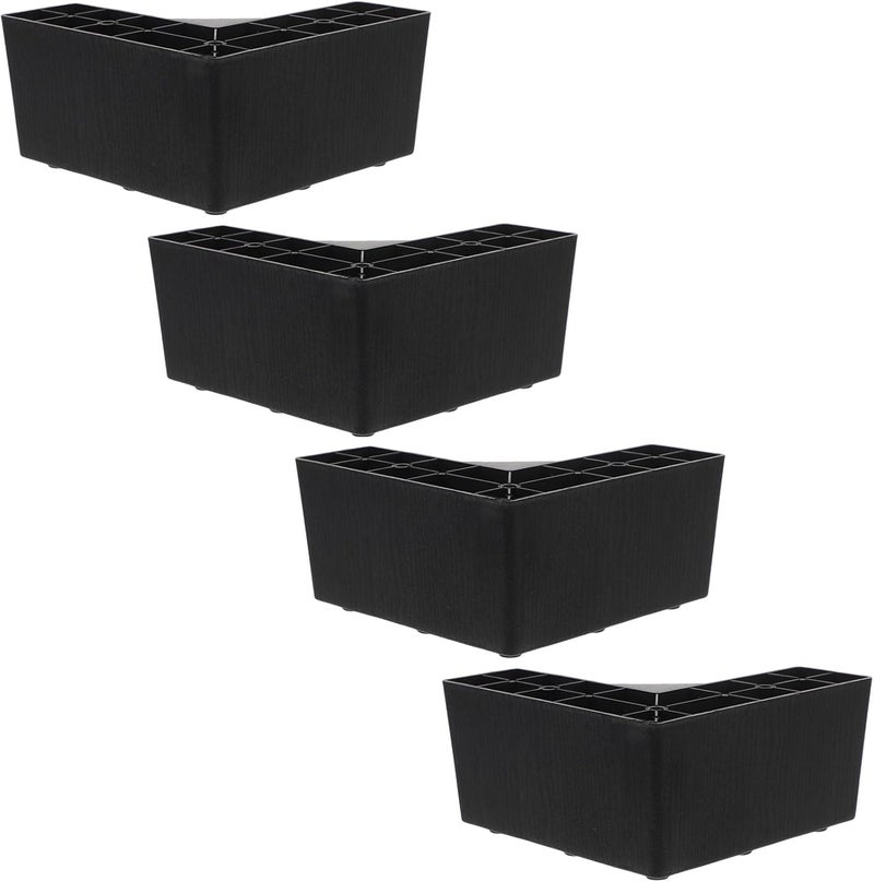 4pcs L-Shaped Plastic Sofa Legs Furniture Supports 7.5cm Black Bed Risers Moisture Resistant Heavy Duty Couch Feet for Living Room - Image 1