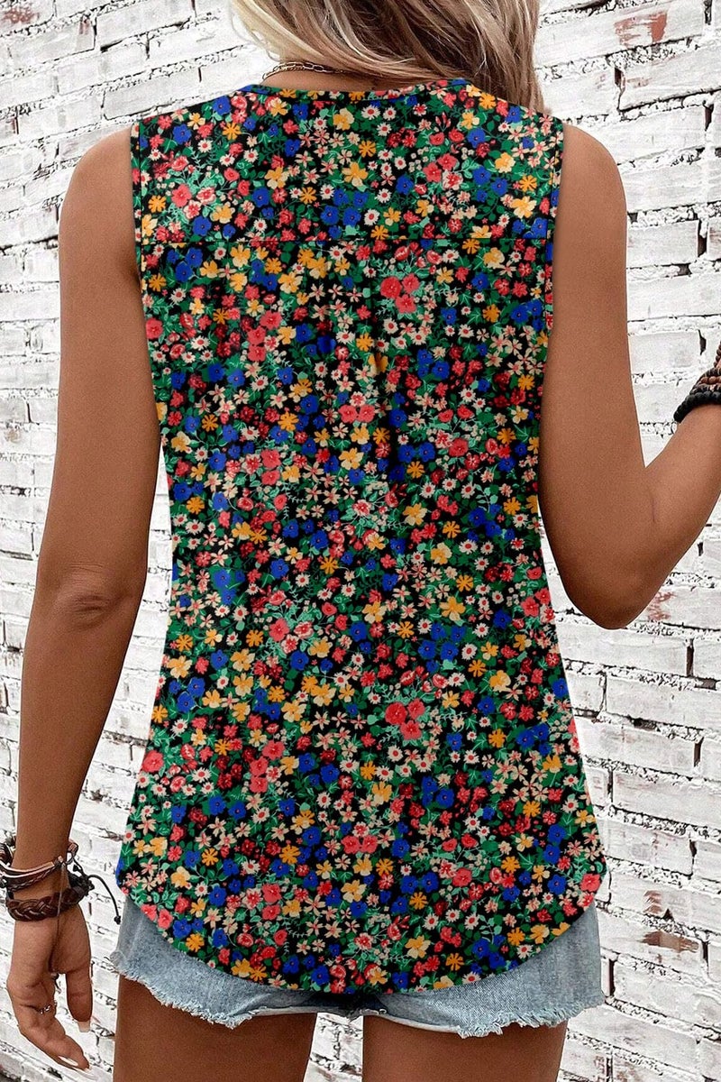 CRAZY GRID 2026 Summer Women's Sleeveless Crewneck Tank Top Trendy Dressy Floral Pleated Lightweight Fashion Beach Shirts Romantic Lilac 3XL - Image 5