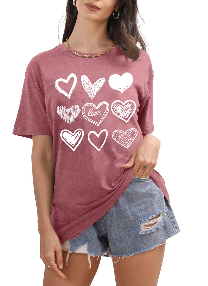 PECHAR Valentines Day Shirt for Women Cute Love Heart Tshirts Graphic Valentine Gift Tee Casual Hearts Tops - Image 4