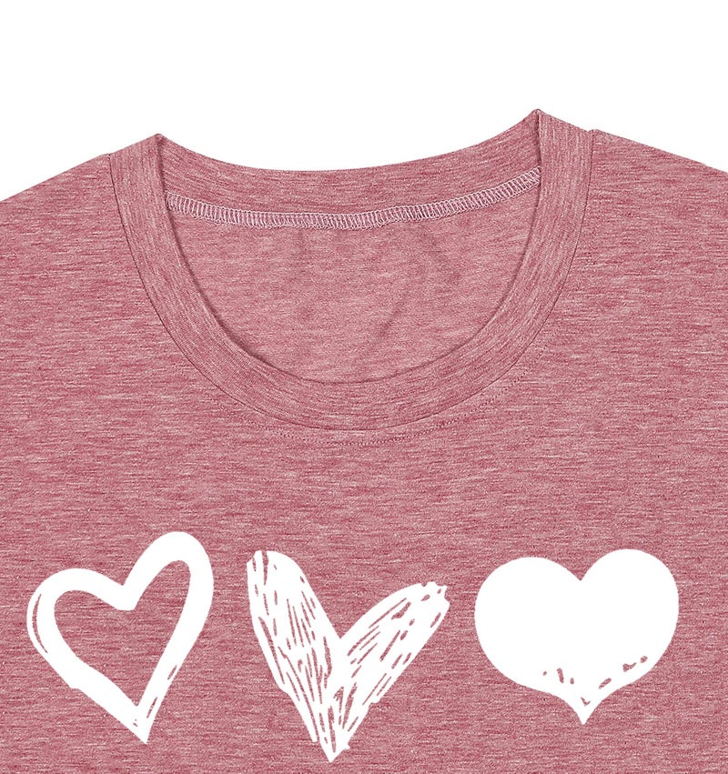 PECHAR Valentines Day Shirt for Women Cute Love Heart Tshirts Graphic Valentine Gift Tee Casual Hearts Tops - Image 5