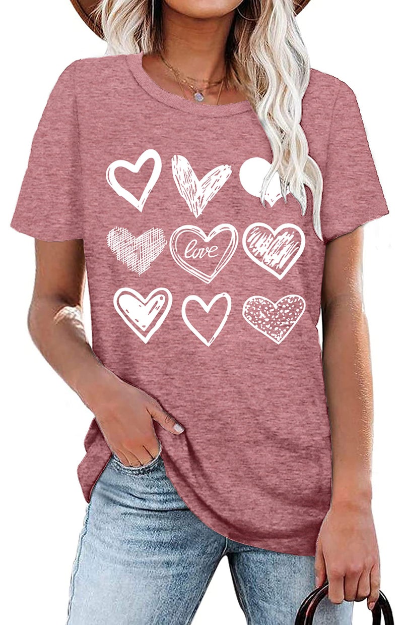 PECHAR Valentines Day Shirt for Women Cute Love Heart Tshirts Graphic Valentine Gift Tee Casual Hearts Tops - Image 3