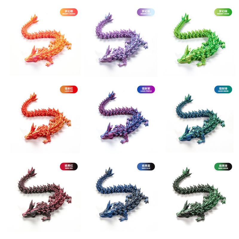 3D Printed Crystal Gem Dragon Figurine Set – Movable Joints Modern Art Decoration - Image 5