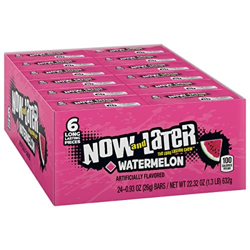 Now and Later Candy Watermelon Flavor 093 Ounce Bars Pack Of 24 - Image 1