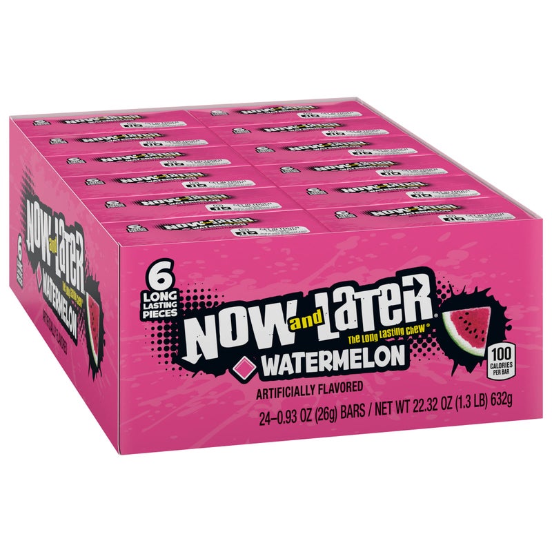 Now and Later Candy Watermelon Flavor 093 Ounce Bars Pack Of 24 - Image 2