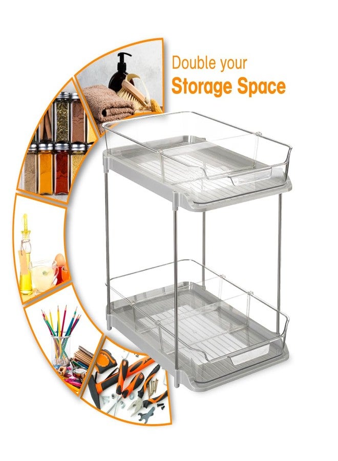 Polder 2-Tier Storage Caddy, Kitchen and Bathroom Organization and Storage, Under Sink Organizer with Plastic Shelves, Easy-to-Assemble Caddy Organizer, 8.4" x 13.1" x 10.1" - Image 2