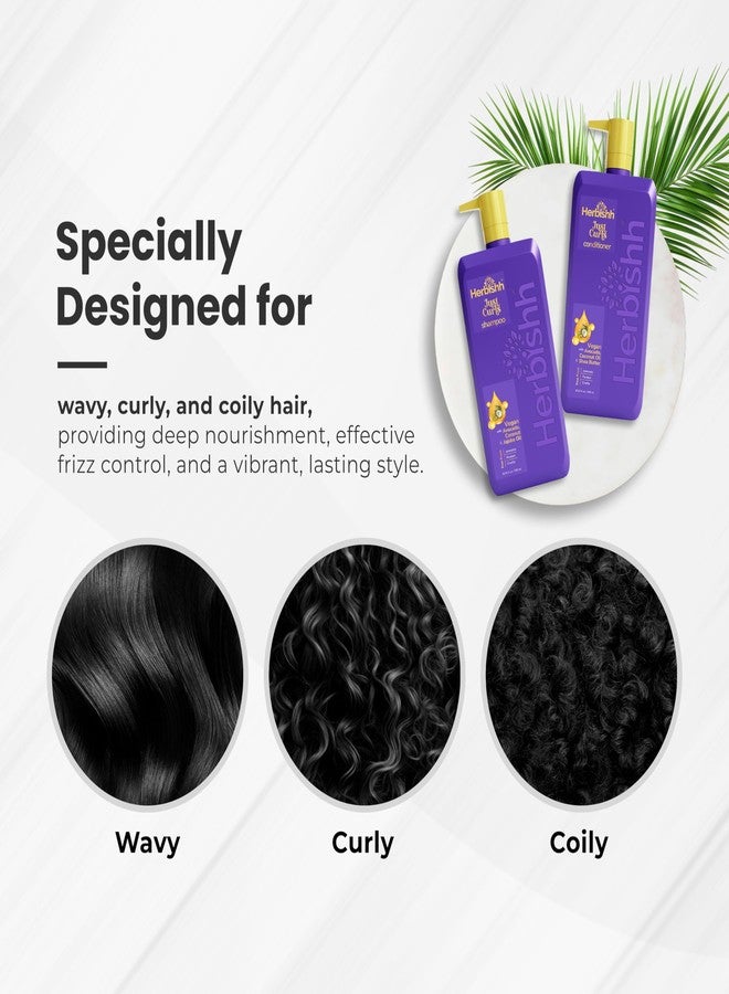 Herbishh Just Curls Shampoo Conditioner Combo (500ml x 2) | Curly Hair Products with Coconut & Shea Butter | Sulphate Free | Hair Care Kit | Vegan - Image 3