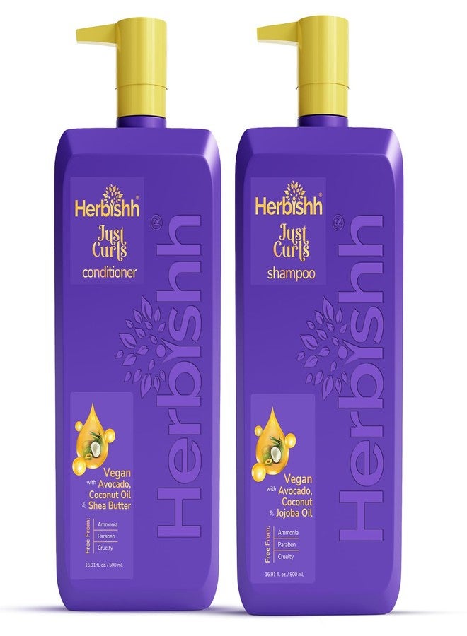 Herbishh Just Curls Shampoo Conditioner Combo (500ml x 2) | Curly Hair Products with Coconut & Shea Butter | Sulphate Free | Hair Care Kit | Vegan - Image 1