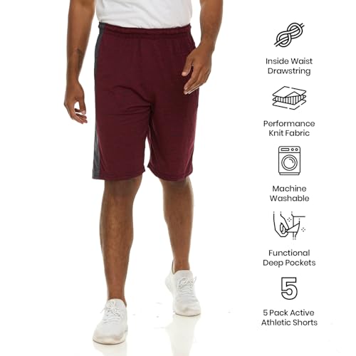 Essential Elements Athletic Shorts for Men - 5 Pack Men's Activewear with Pockets, Quick Dry Basketball Shorts - Sports Shorts for Workout, Gym, Running - Image 5