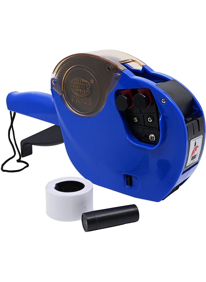 إيروريكس ماكينة طباعة ملصقات الأسعار الأبجدية بخطين مع خرطوشة حبر وبكرة ملصقات باللون الأزرق Fspx06Bl - Image 1