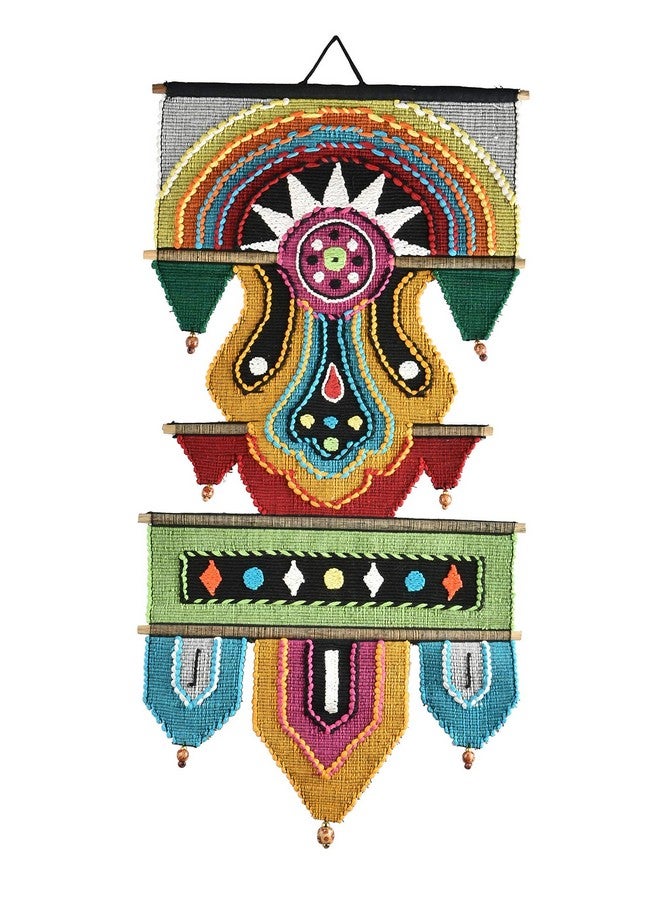 VARUNAVI Cotton Handloom Sun Wall Hanging Tapestry 14 inch X 27 inch, Multicolor - Image 1