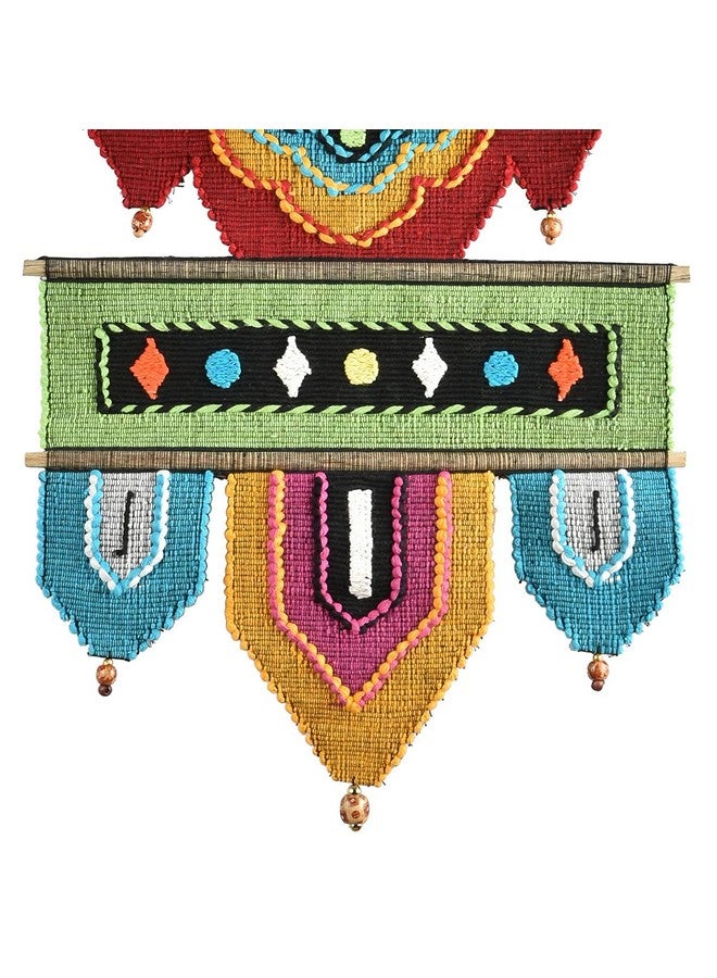 VARUNAVI Cotton Handloom Sun Wall Hanging Tapestry 14 inch X 27 inch, Multicolor - Image 4