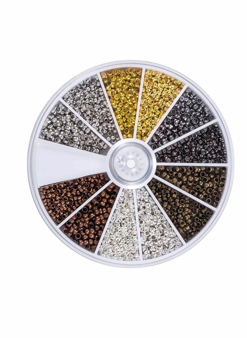KASTWAVE CharmCollection 2250 Pieces Tube Crimp Beads 2 mm 2.5 mm Mixed Bracelet Loose Beads Spacer Jewelry Making Ends Caps, 6 Colors - Image 1