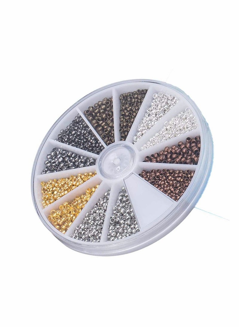 KASTWAVE CharmCollection 2250 Pieces Tube Crimp Beads 2 mm 2.5 mm Mixed Bracelet Loose Beads Spacer Jewelry Making Ends Caps, 6 Colors - Image 4