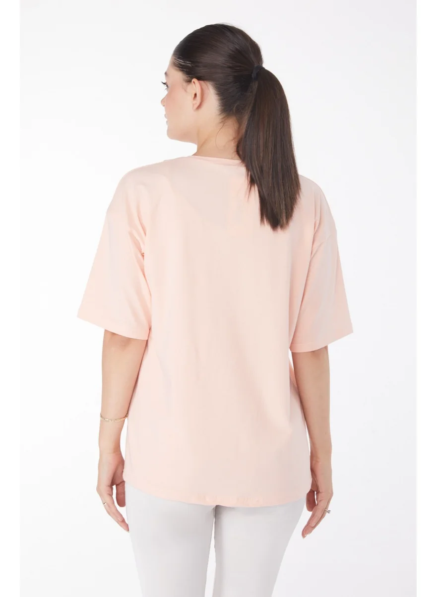 Tofisa Plain Crew Neck Women's Lilac T-Shirt - 25849