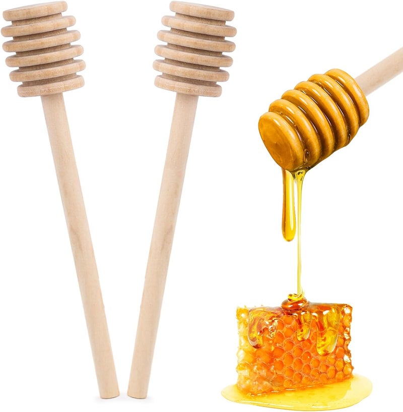 HansGo 2PCS Wooden Honey Mixing Stirrer, 8 Inch Honey Dipper Sticks Long Handle Honeycomb Stick for Collecting Dispensing Drizzling Jam, Wedding Gifts & Party Favors - Image 1
