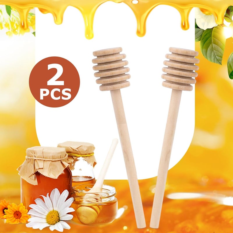HansGo 2PCS Wooden Honey Mixing Stirrer, 8 Inch Honey Dipper Sticks Long Handle Honeycomb Stick for Collecting Dispensing Drizzling Jam, Wedding Gifts & Party Favors - Image 3
