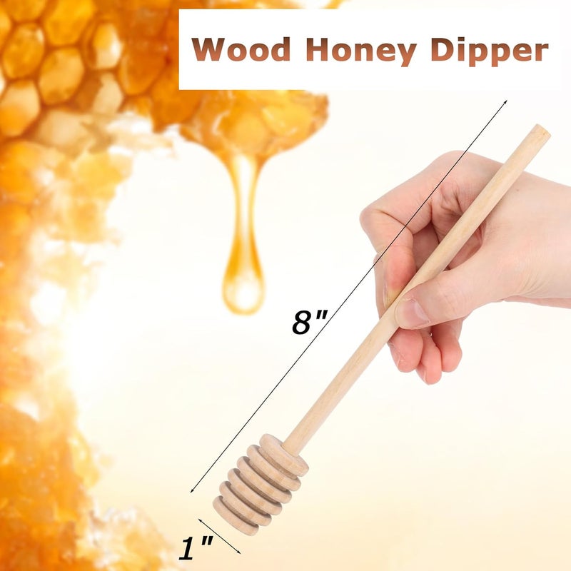 HansGo 2PCS Wooden Honey Mixing Stirrer, 8 Inch Honey Dipper Sticks Long Handle Honeycomb Stick for Collecting Dispensing Drizzling Jam, Wedding Gifts & Party Favors - Image 2