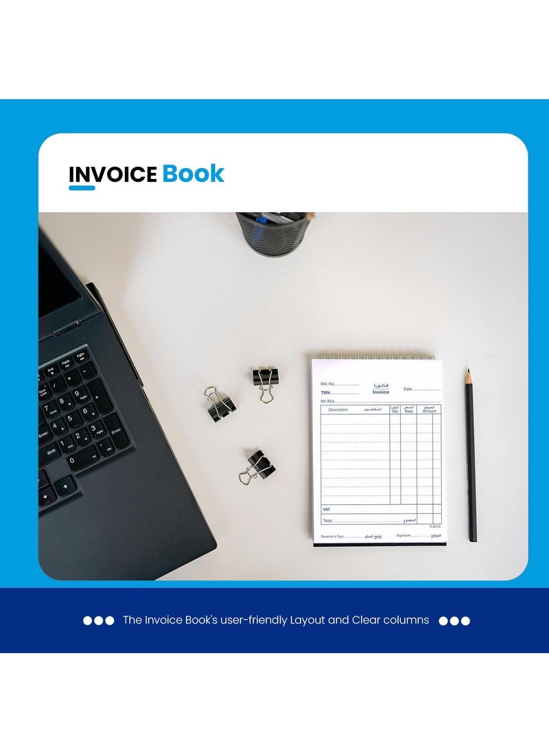 MARKQ - (10 Pack) Invoice Book | 50 Invoice pages per Book | For Shops, Small Business, Home, Offices Supplies | 122 x 170 mm - Image 1