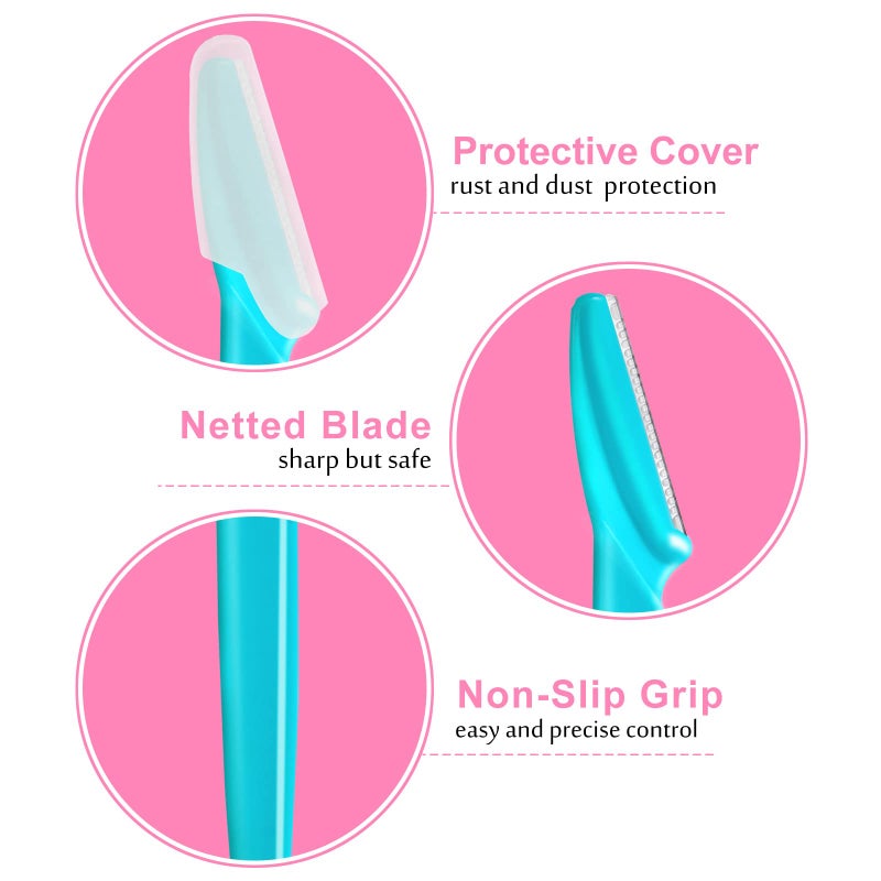 HFATMOS 12 Pcs Eyebrow Razor Multipurpose Exfoliating Dermaplaning Tool for Face, Facial and Eyebrow Shaper with Protective Cover for Women Men Use - Image 4