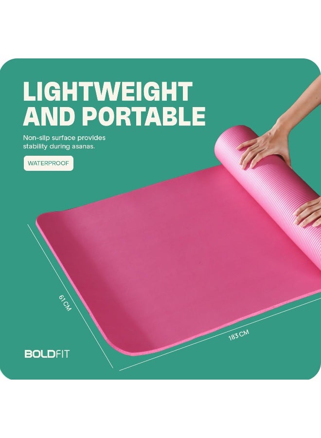BOLDFIT Yoga Mats for Women and Men NBR Material with Carrying Strap, Extra Thick Exercise Mats for Workout Yoga Mat for Women for Workout, Yoga, Fitness, Exercise Mat Anti Slip Yoga Mats - Image 3