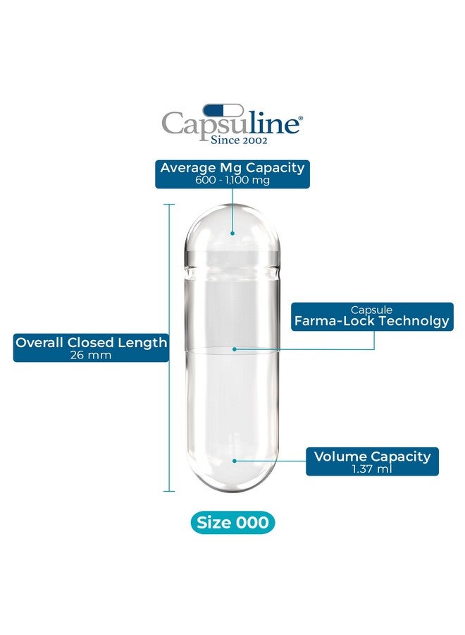 Capsuline كبسولات كابسولين بحجم 000 فارغة من الجيلاتين، شفافة - 1000 عدّ | خالية من الغلوتين، كوشير، معتمدة غير معدلة وراثيًا | كبسولات بقرية نقية لملء المكملات بنفسك - Image 2