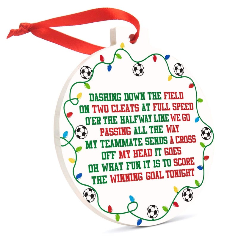 ChalkTalkSPORTS Soccer Round Ceramic Ornament | Jingle All The Way - Image 1