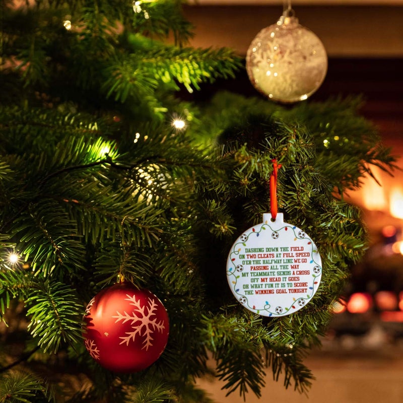 ChalkTalkSPORTS Soccer Round Ceramic Ornament | Jingle All The Way - Image 2