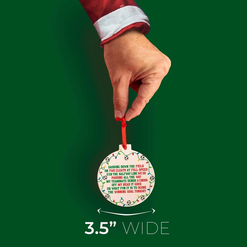 ChalkTalkSPORTS Soccer Round Ceramic Ornament | Jingle All The Way - Image 4