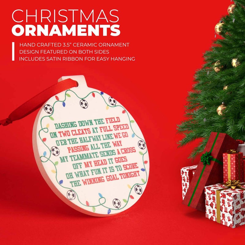 ChalkTalkSPORTS Soccer Round Ceramic Ornament | Jingle All The Way - Image 3