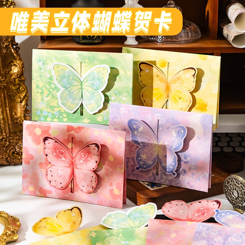 Stereo 3D Butterfly Greeting Card – Handwritten Paper Card for All Occasions - Image 2