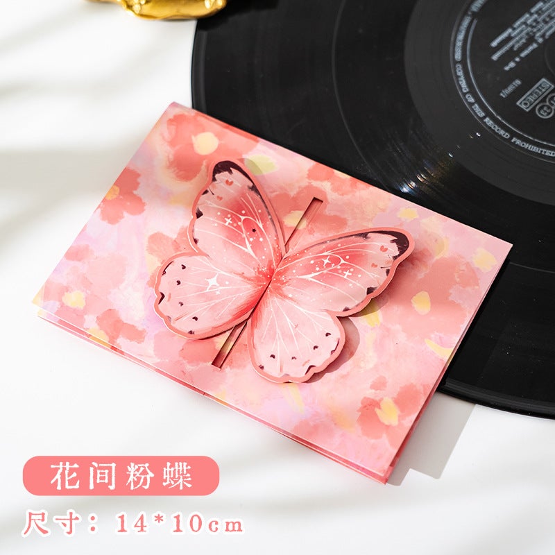 Stereo 3D Butterfly Greeting Card – Handwritten Paper Card for All Occasions - Image 1