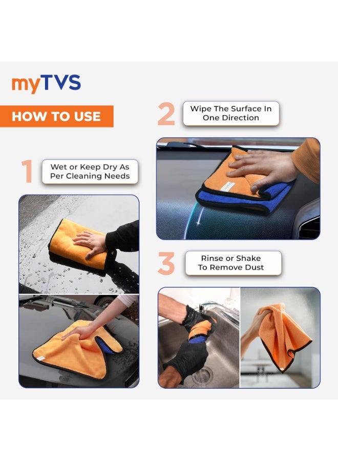 myTVS Microfiber Cleaning Cloth Super Absorbent, Extra Thick, Dual-Sided 800 GSM | 40x40 CM | Scratch-Free Detailing, Polishing & Washing for Car, Bike, and Home Cleaning - Image 1